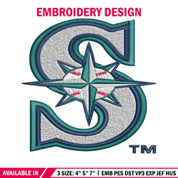 seattle mariners logo embroidery, mlb embroidery, sport embroidery, logo embroidery, mlb embroidery design.