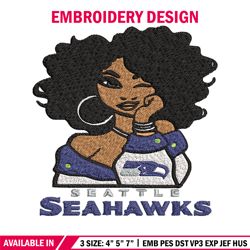 seattle seahawks girl embroidery design, nfl girl embroidery, seattle seahawks embroidery, nfl embroidery