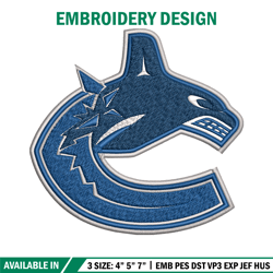 vancouver canucks logo embroidery, nhl embroidery, sport embroidery, logo embroidery, nhl embroidery design