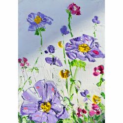 flower painting texas original art 5x7 in floral artwork impasto 3d oil artwork