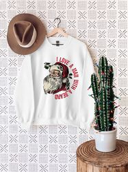 i love a man with a beard christmas sweatshirt,christmas shirt,santa sweatshirt, retro, vintage shirt, beard shirt, funn