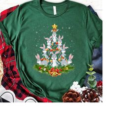 cute rabbit bunny christmas tree pet rabbit lover christmas t-shirt rabbit bunny christmas tree shirt, cute bunny rabbit