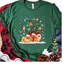 cute christmas lights pomeranian santa dog t shirt pomeranian christmas sweatshirt, pomeranian christmas tree shirt,pome