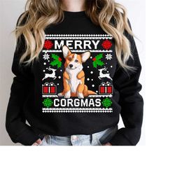 sweatshirts santa corgi christmas tree light pajama dog x-mas matching t-shirt ugly sweater funny corgi christmas dog lo