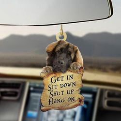 leonberger get in sit down shut up hang on car hanging ornament car decoration inside