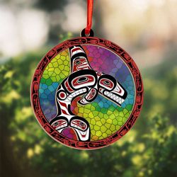 haida art killer whale suncatcher ornament: northwest coast christmas ornaments 2023