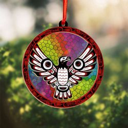 haida eagle art northwest coast suncatcher: festive christmas tree ornaments