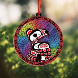 Northwest Coast Raven Suncatcher Ornament: Native American Art for Xmas 2023