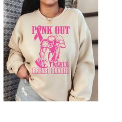 Pink Out Tackle Breast Cancer Sweatshirt, Cancer Survivor Sweatshirt, Cancer Awareness Hoodie, In October We Wear Pink S