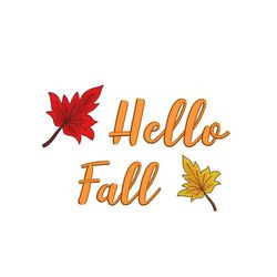 hello fall embroidery design, 3 sizes, instant download