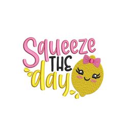 squeeze the day lemon embroidery design, 4 sizes, instant download