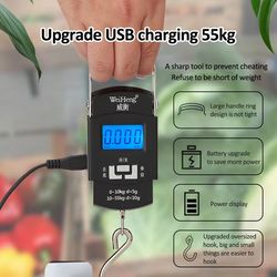 55kg/10g usb charging electronic digital scale hanging hook fishing travel double precision luggage weight scale balance
