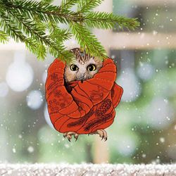 Owl Ornaments: Red Scarf Christmas Tree Decorations - Perfect Gift for Owl Lovers
