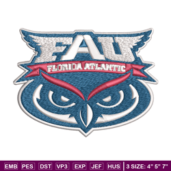 florida atlantic owls embroidery design, florida atlantic owls embroidery, logo sport, sport embroidery, ncaa embroidery