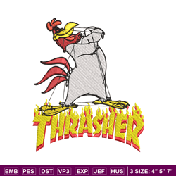 foghorn leghorn thrasher embroidery design, foghorn leghorn embroidery, logo design, embroidery file, instant download.