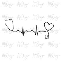 nurse heartbeat svg cut file for cricut, silhouette - lifeline stethoscope svg for nursing school graduate, medical staf