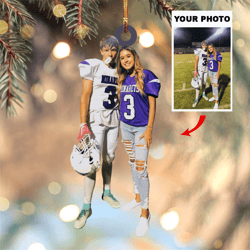 american football ornament - personalized photo mica ornament