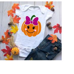cute halloween pumpkin svg for baby's first halloween outfit - cricut, silhouette cut file for vinyl, t shirts - instant