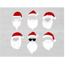 santa face svg bunfle cutting files for cricut,silhouette-santa claus clipart for diy christmas cards, gift tags, custom