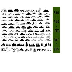 mountain bundle svg | mountains svg | camping svg files for cricut, silhouette, laser engraving | digital files | nature