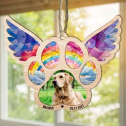 pawprints on hearts - personalized suncatcher photo ornament