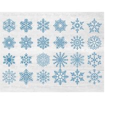 snowflake svg bundle of 24 snowflakes design for christmas projects - diy cutting file iron on vinyl wall window decal -