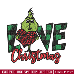 grinch love christmas embroidery design, grinch christmas embroidery, grinch design, embroidery file, instant download.