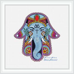 cross stitch pattern hamsa elephant ganesha hand of fatima amulet talisman east ornament colorful ethnic india pdf