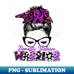 domestic violence awareness warrior women glasse messy bun leopard bandana - happy mothers day valentines day - artistic sublimation digital file - perfect for sublimation mastery