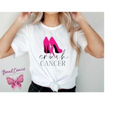 crush cancer svg - breast cancer svg cutting files for cricut, silhouette, glowforge - pink high heels feminine design f