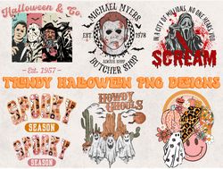 trendy retro halloween png bundle, halloween shirt png, retro halloween png, groovy sublimation png