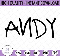 andy svg, toystory svg, disney svg, instant download, andy font, toystory, pixar, cut files for cricut silhouette, png,