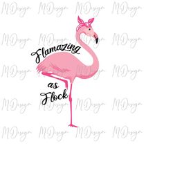 flamingo svg cricut cutting files - cute summer flamingo quote t shirt design - flamazing as flock - png, dxf flamingo c