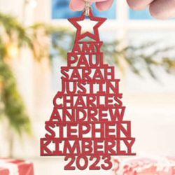 2023 Personalized Wooden Christmas Ornament: Up to 14 Custom Family Names - Ideal for Family Coworkers & Group Gifts