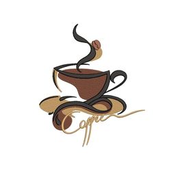 coffee embroidery design,  3 sizes, instant download