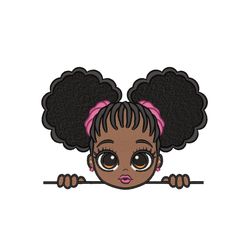 black girl embroidery design, 5 sizes, instant download