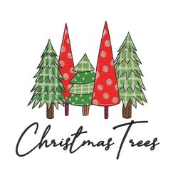 christmas trees embroidery design, xmas embroidery file, 4 sizes, instant download