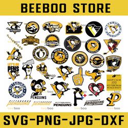 35 files pittsburgh penguins bundle svg, penguins svg, nhl svg, nhl svg, hockey cricut, cut file, clipart   cricut svg