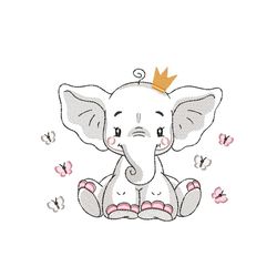 baby elephant embroidery design, 4 sizes, instant download