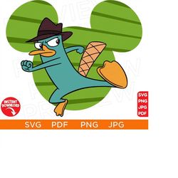 perry the platypus svg, phineas and ferb svg disneyland ears clipart svg disneyworld svg secret agent svg cutting file cut file cricut