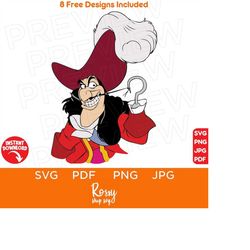 captain hook svg, peter pan svg, disneyland ears svg, files for cricut, instant download, cricut, clip art and image files cut file cricut