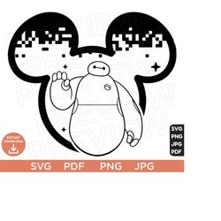 baymax svg big hero  png clipart , disneyland ears svg clipart svg, cut file layered by color, cut file cricut, silhouette, cricut design