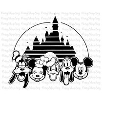 mouse and friends svg, disneyland ears, disneyland art, silhouette, family vacation svg, family trip svg, magical kingdom, files for cricut