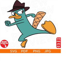 perry the platypus svg, phineas and ferb svg disneyland ears clipart svg disneyworld svg secret agent svg cutting file cut file cricut