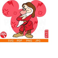 grumpy happy face svg, snow white seven dwarfs svg grumpy dwarfs svg disneyland ears clipart svg clipart svg cut file cricut silhouette