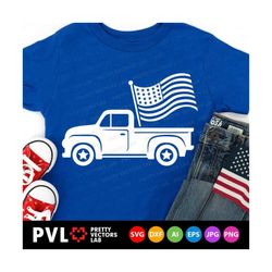 4th of july truck svg, american flag svg, usa truck cut files, patriotic svg dxf eps png, kids svg, family shirt design,