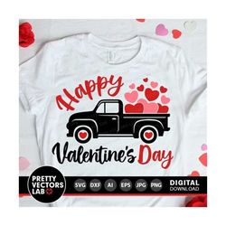 valentine's old truck svg, valentine's day svg dxf eps png, vintage truck cut file, love truck with hearts, farmhouse sv