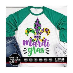 mardi gras svg, fleur de lis svg, dxf, eps, png, leopard print cut file, louisiana clipart, woman shirt design, girls sv