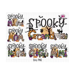 spooky family png bundle, spooky grandma png, spooky mama png, halloween sublimation png, digital download png, kids halloween png