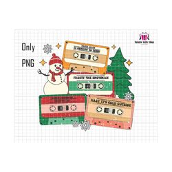 merry christmas png, snowman png, trendy christmas png, retro christmas png, santa hat svg, christmas sublimation, cassette tape xmas png